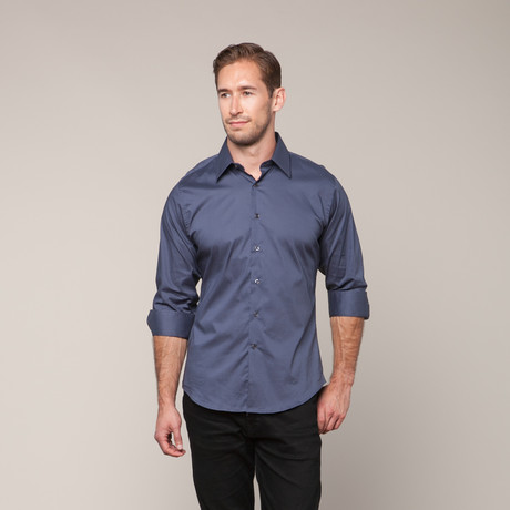 Button-Down Slim Fit Shirt // Grey (XS)