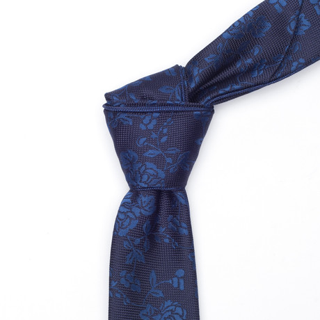 Royal Blue Floral Flip Tie