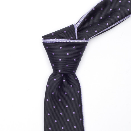 Grey + Lavender Dotted Flip Tie