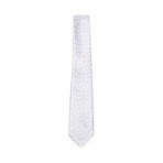 Silver + White Floral Tie