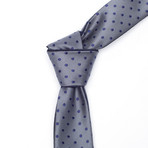 Grey + Dark Blue Dots Flip Tie