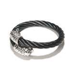 Cable Tiger Head Bracelet // Black + Silver