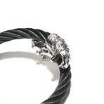 Cable Tiger Head Bracelet // Black + Silver