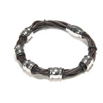 Leather Bracelet with Stainless Steel Design