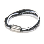 Leather Two-Tone Bracelet // Black + White