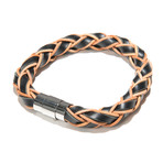 Two-Tone Leather Braided Bracelet // Black + Brown