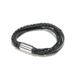 Braided Leather Bracelet (Black)