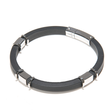 Rubber Bracelet With Stainless Steel Design // Black