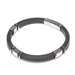 Rubber Bracelet With Stainless Steel Design // Black