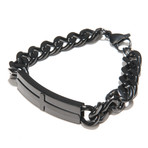 Black IP Stainless Steel Chain Bracelet With Cross Design