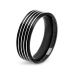 Stainless Steel Plated Grooved Ring (Size 8)