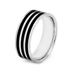 Stainless Steel Plated Stripe Ring (Size 8)