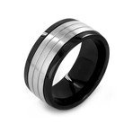 Plated and Brushed Stainless Steel Ring (Size 8)