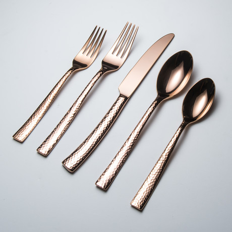 Paris Hammered Titanium Cutlery // Copper (5 Piece Set)