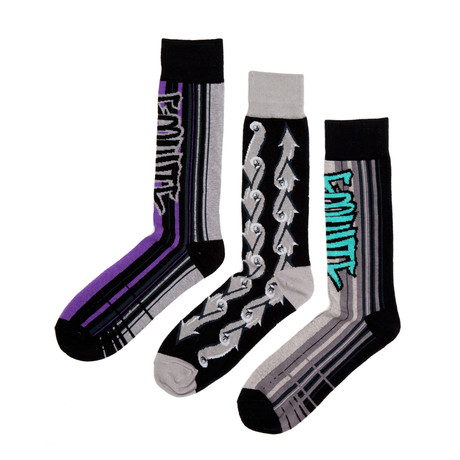 Black + Purple Stripes Socks // 3 Pack