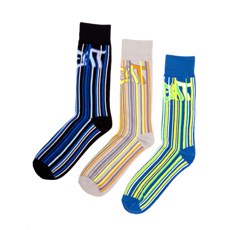 Top Tag + Stripes Socks // 3 Pack