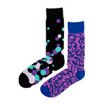 Black + Purple Bubble Prints Socks // 2 Pack