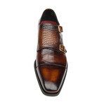 Paul Parkman // Crocodile Embossed Calfskin Double Monkstrap // Dark Brown (Euro: 41)