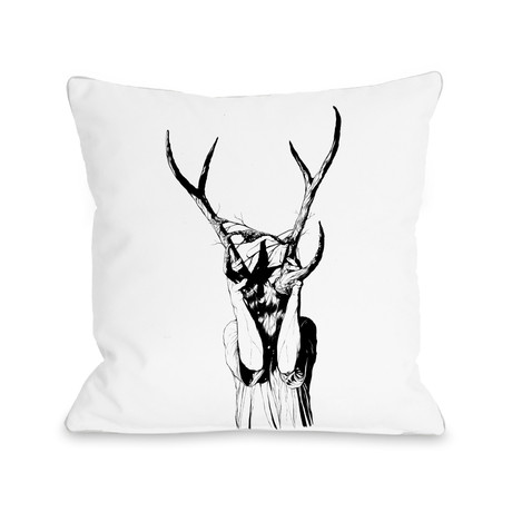 Girl With Antlers // Pillow (18"L x 18"W)