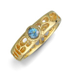 Cactus Ring In Gold // Narrow Style // Blue Topaz (Size 6)