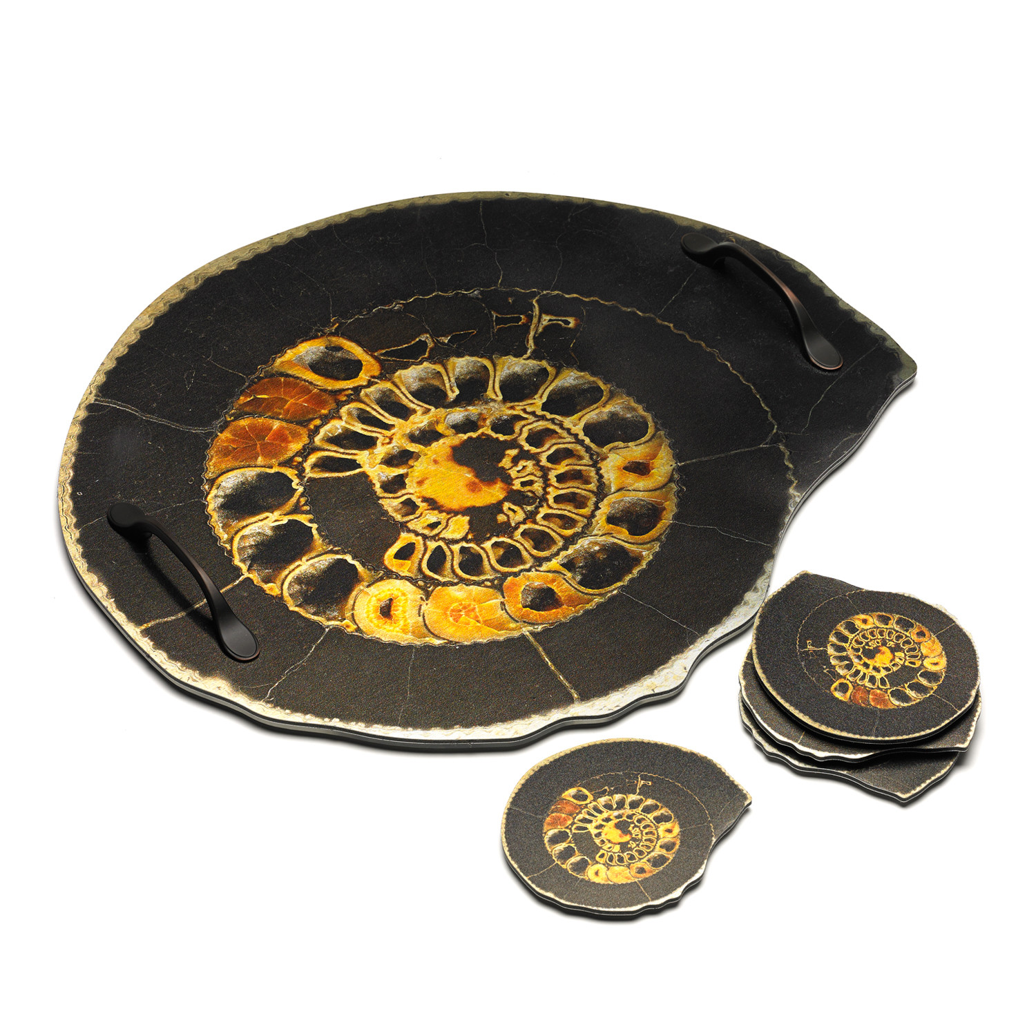 Printed Ammonite Tray And Coaster Set Diego Cooper Touch of