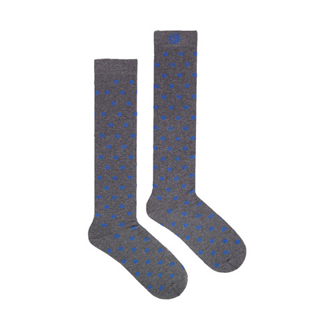 Grey Blue Dots Knee Sock (5.5-9.5)