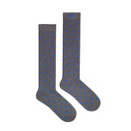 Grey Blue Dots Knee Sock (5.5-9.5)