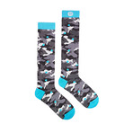 Camo Dots Blue Knee Sock (5.5-9.5)