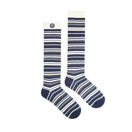 Blu White Stripes Knee Sock (5.5-9.5)