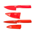 Mini Chef and Serrated Paring Knife Set (Red)