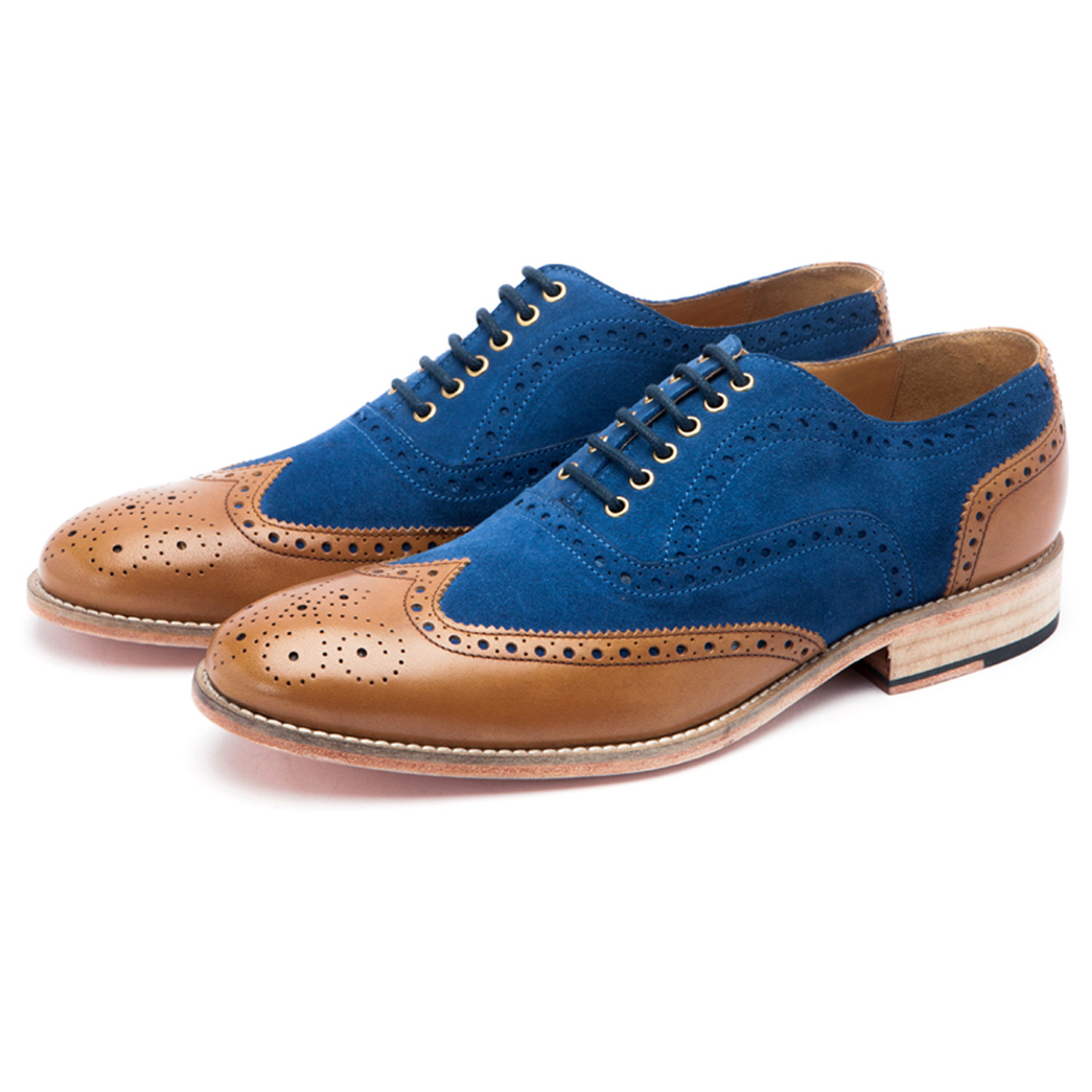 blue and brown wingtips