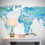 Watercolor World Map // Shades of Blue
