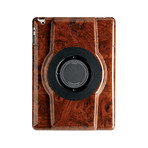 White Pedestal with Burl Wood Case (iPad Air)