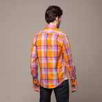 Button Down Shirt // Orange Plaid (M)