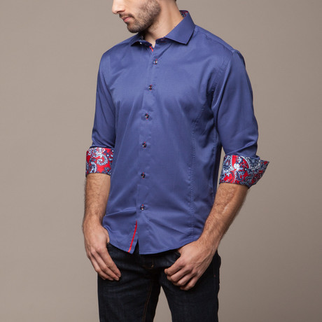 Button Down Shirt // Textured Blue (L)