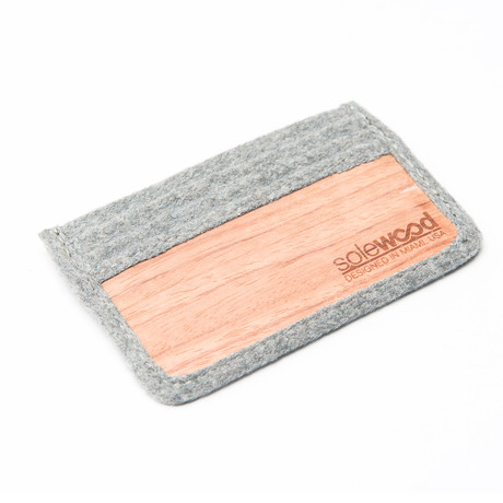 Slim Card Wood Wallet (Grey Flannel Wool)