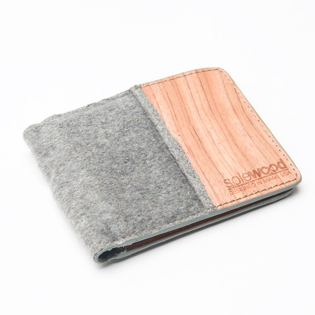 Slim-Fold Wood Wallet (Grey Flannel Wool)