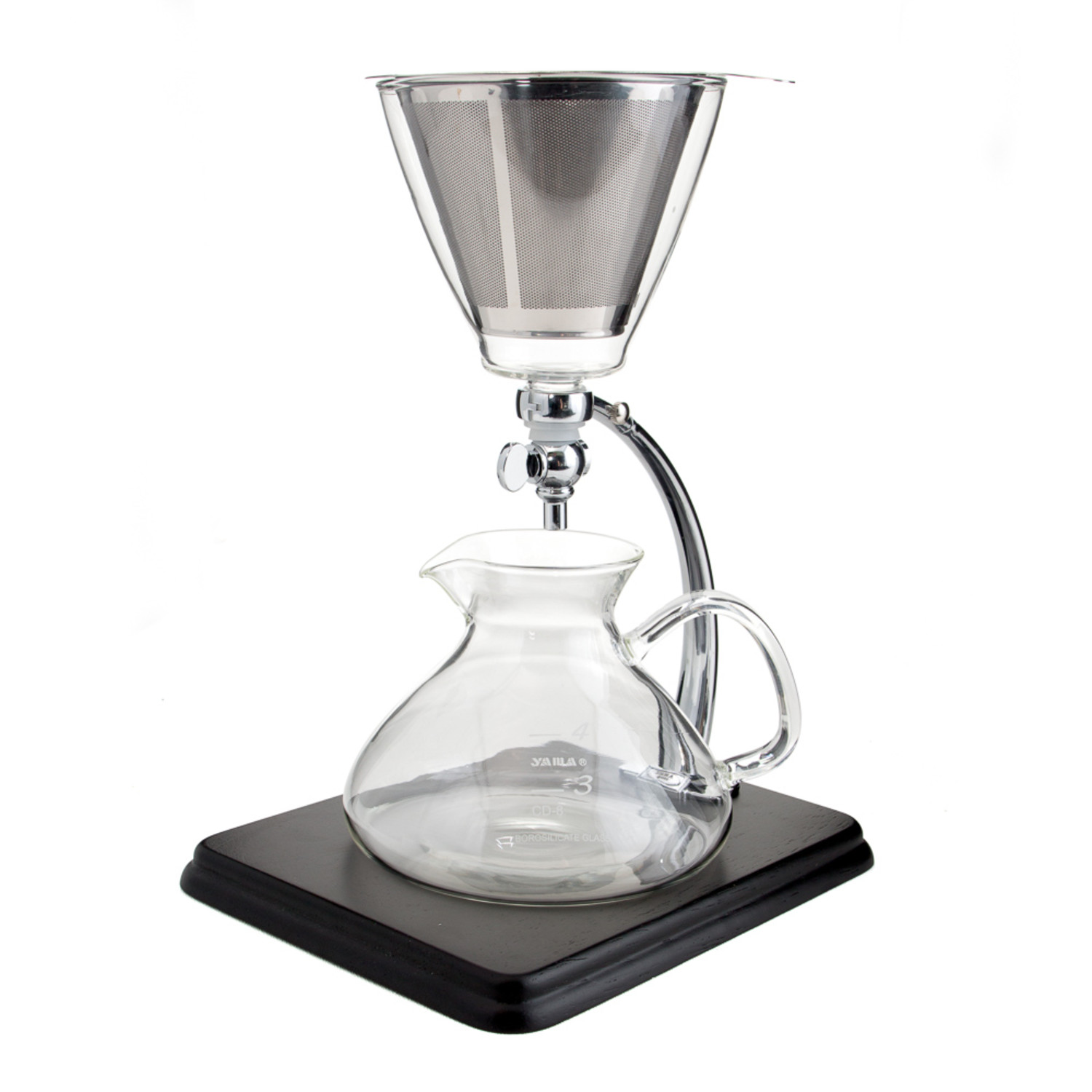 Yama Glass Silverton Coffee Tea with Stainless Cone Filter Clear