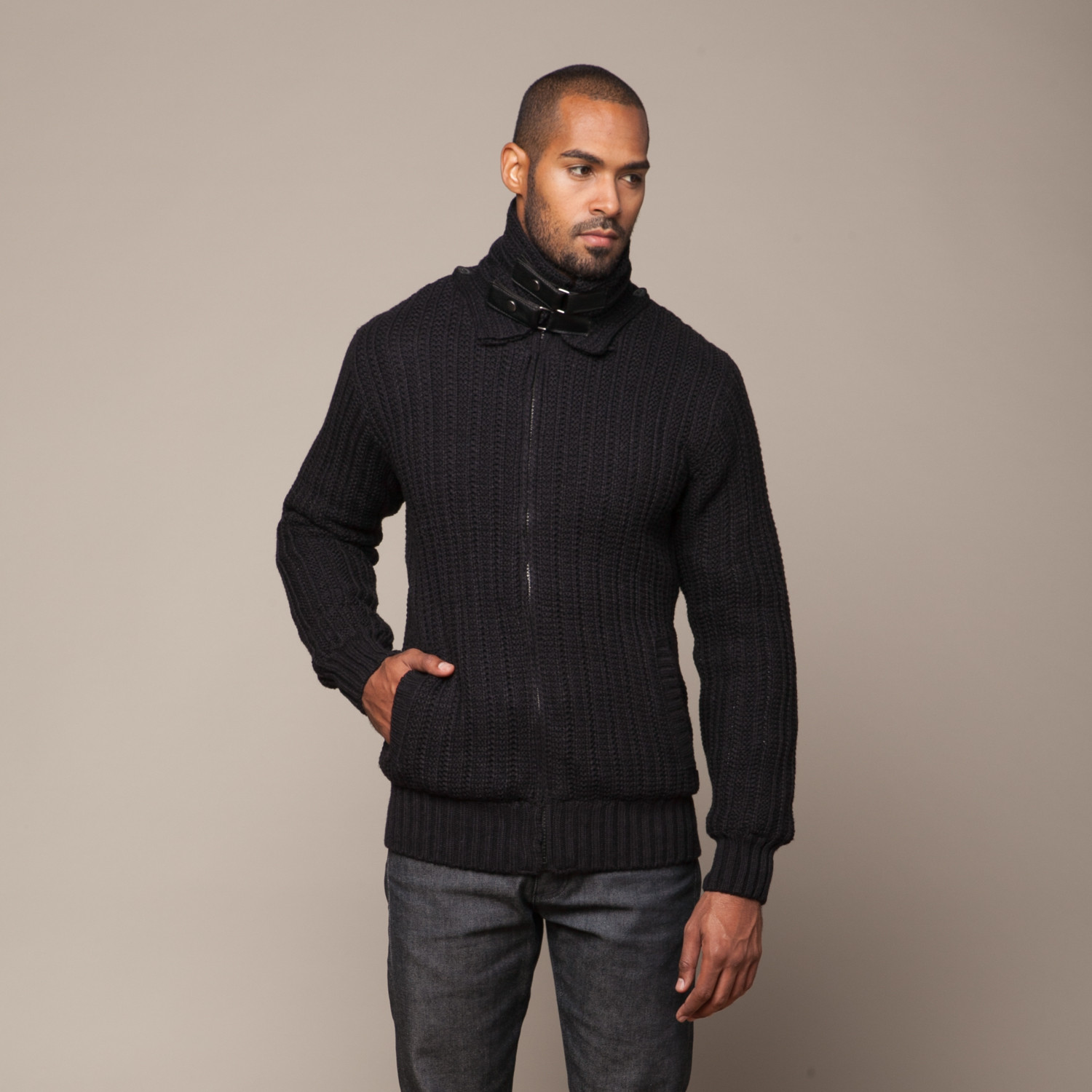 Knit Sweater with Removable Collar // Black (S) - American Stitch ...