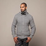 Knit Sweater with Removable Collar // Grey (XL)