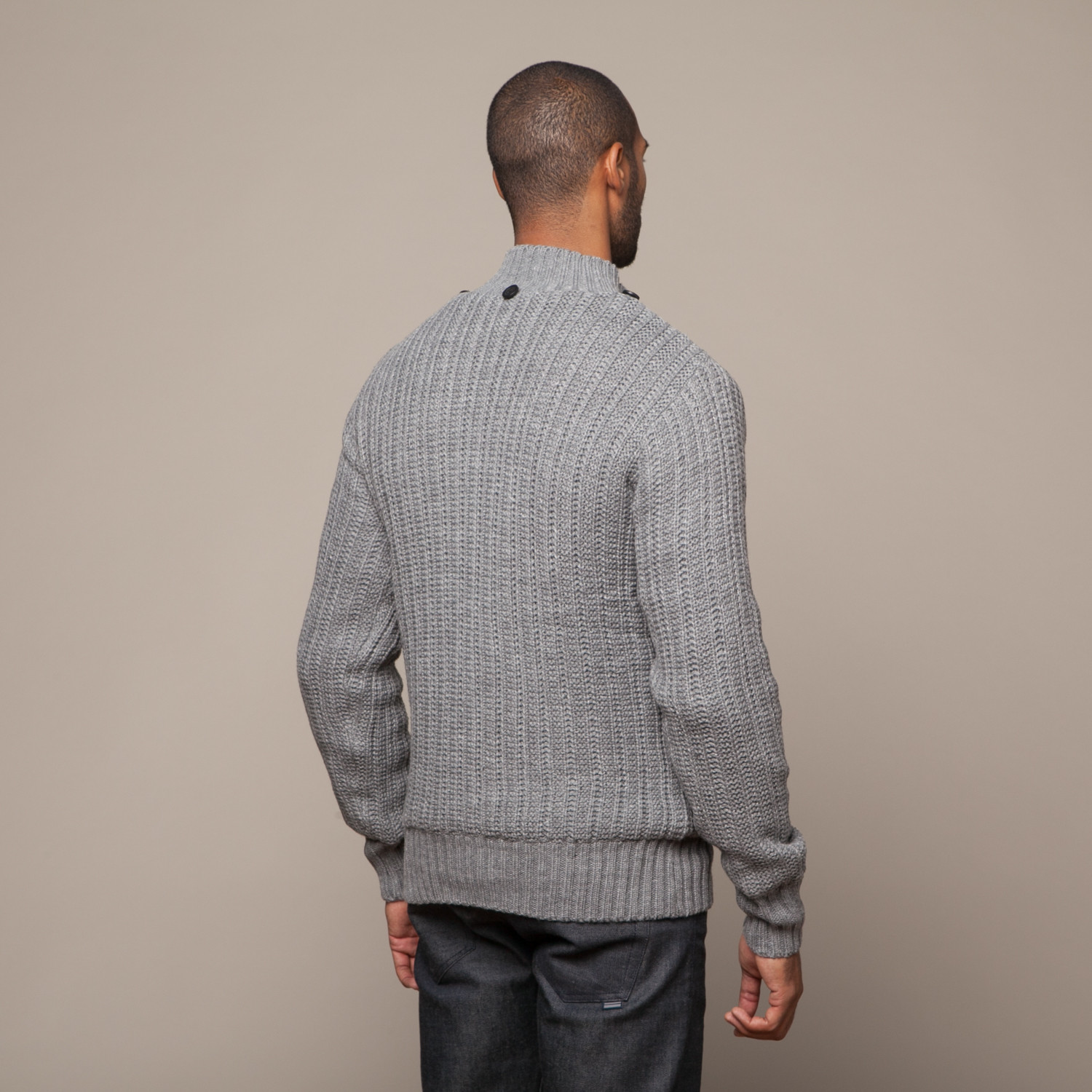 Knit Sweater with Removable Collar // Grey (L) - American Stitch ...