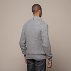 Knit Sweater with Removable Collar // Grey (XL)