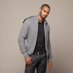 Knit Sweater with Removable Collar // Grey (XL)