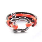 Paracord Shackle Bracelet // Orange White (5.5")