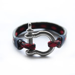 Booge // Paracord Shackle Bracelet // Red Black (5.5")