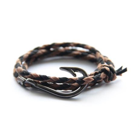 Nautical Hook Bracelet // Brown Black (5.5")