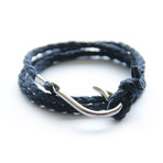 Nautical Hook Bracelet // Navy Blue (5.5")