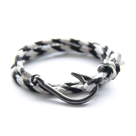 Nautical Hook Bracelet // White Black (5.5")