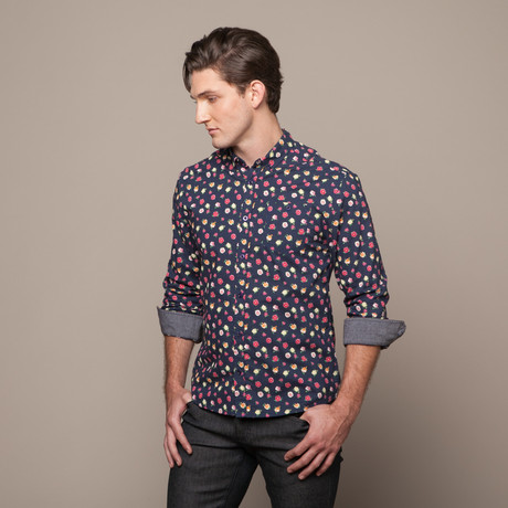 Artistry in Motion // Floral Chambray Button // Navy  (XL)