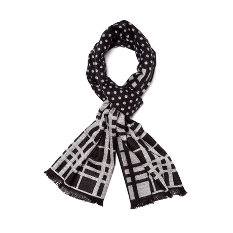 Checkered Scarf // Silver + Black